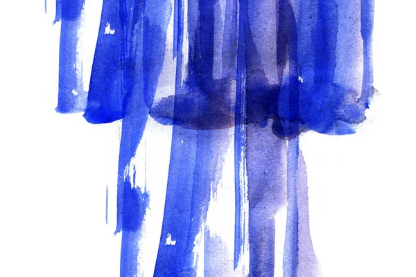Blue ink stains with wash and splashes on white background.