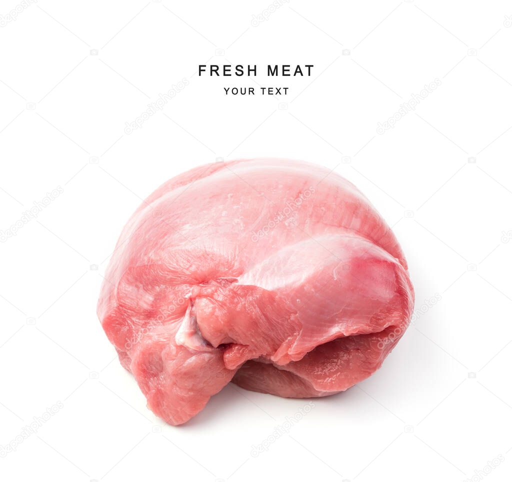 Large piece of Turkey meat on a white background side view