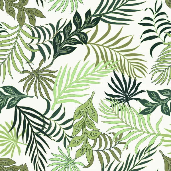 Tropical Background Palm Leaves Seamless Floral Pattern Summer Vector Illustration — Stock Vector