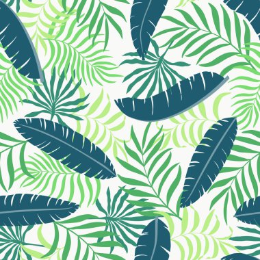 Palm ile tropikal arka plan bırakır. Sorunsuz çiçek desenli. Yaz vektör çizim