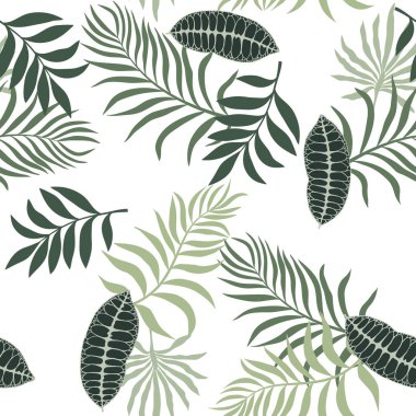 Palm ile tropikal arka plan bırakır. Sorunsuz çiçek desenli. Yaz vektör çizim