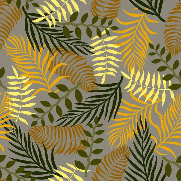 Tropischen Hintergrund Mit Palmblättern Nahtloses Blumenmuster Sommervektorillustration — Stockvektor