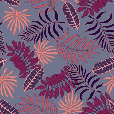 Palm ile tropikal arka plan bırakır. Sorunsuz çiçek desenli. Yaz vektör çizim