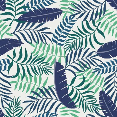 Palm ile tropikal arka plan bırakır. Sorunsuz çiçek desenli. Yaz vektör çizim