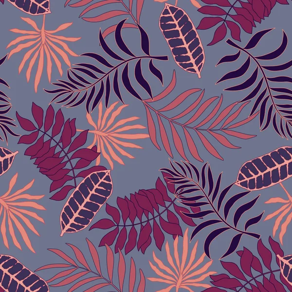 Fundo Tropical Com Folhas Palmeira Padrão Floral Sem Costura Ilustração — Vetor de Stock