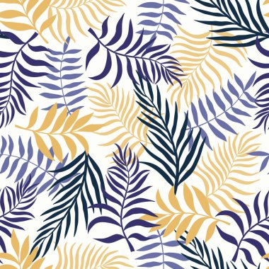 Palm ile tropikal arka plan bırakır. Sorunsuz çiçek desenli. Yaz vektör çizim