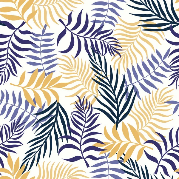 Palm ile tropikal arka plan bırakır. Sorunsuz çiçek desenli. Yaz vektör çizim