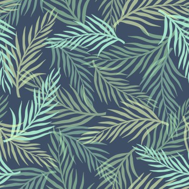 Palm ile tropikal arka plan bırakır. Sorunsuz çiçek desenli. Yaz vektör çizim