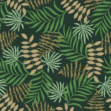 Palm ile tropikal arka plan bırakır. Sorunsuz çiçek desenli. Yaz vektör çizim