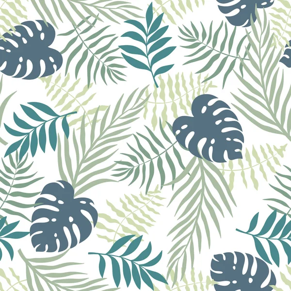 Palm ile tropikal arka plan bırakır. Sorunsuz çiçek desenli. Yaz vektör çizim