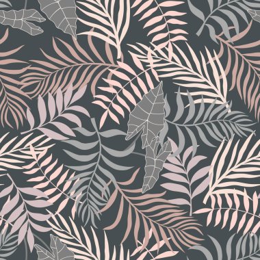 Palm ile tropikal arka plan bırakır. Sorunsuz çiçek desenli. Yaz vektör çizim