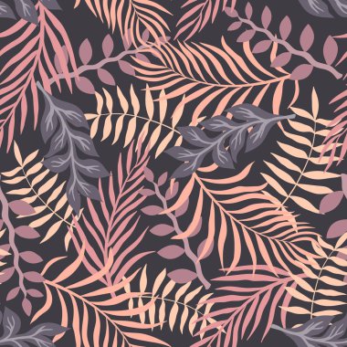 Palm ile tropikal arka plan bırakır. Sorunsuz çiçek desenli. Yaz vektör çizim