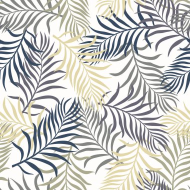 Palm ile tropikal arka plan bırakır. Sorunsuz çiçek desenli. Yaz vektör çizim