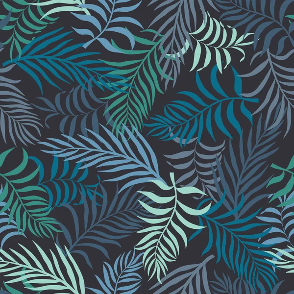 Τροπικό Φόντο Palm Φύλλα Απρόσκοπτη Λουλουδάτο Μοτίβο Εικονογράφηση Διάνυσμα Καλοκαίρι — Διανυσματικό Αρχείο