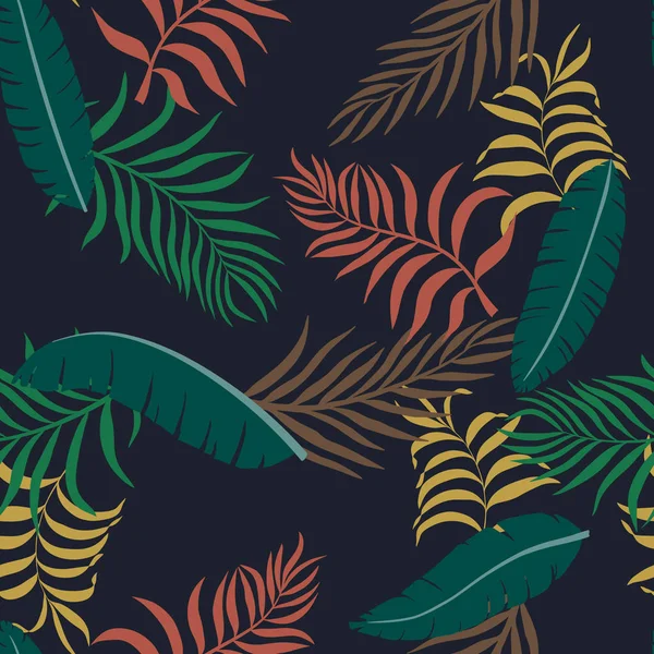 야자수와 나뭇잎 패턴입니다 일러스트 — 스톡 벡터