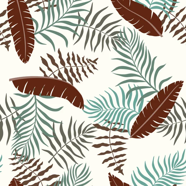 Fondo Tropical Con Hojas Palma Patrón Floral Sin Costuras Ilustración — Vector de stock