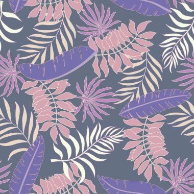 Palm ile tropikal arka plan bırakır. Sorunsuz çiçek desenli. Yaz vektör çizim