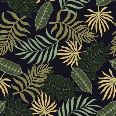 Palm ile tropikal arka plan bırakır. Sorunsuz çiçek desenli. Yaz vektör çizim