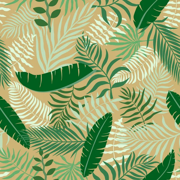 Тропический Фон Пальмовыми Листьями Нежный Цветочный Узор Летняя Векторная Иллюстрация — стоковый вектор
