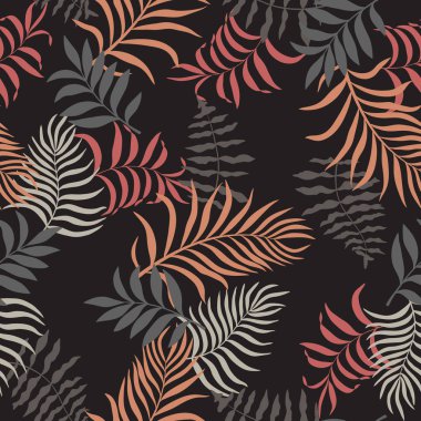 Palm ile tropikal arka plan bırakır. Sorunsuz çiçek desenli. Yaz vektör çizim