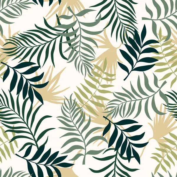 Palm ile tropikal arka plan bırakır. Sorunsuz çiçek desenli. Yaz vektör çizim