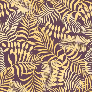 Palm ile tropikal arka plan bırakır. Sorunsuz çiçek desenli. Yaz vektör çizim