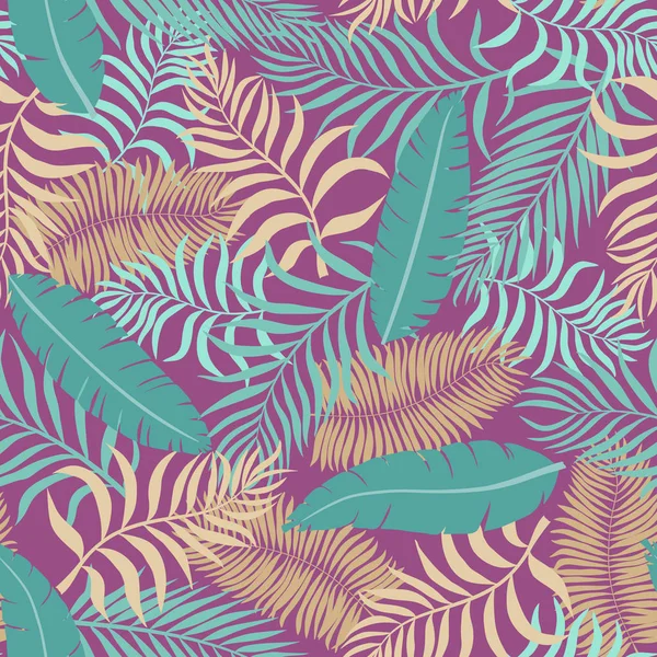 Palm ile tropikal arka plan bırakır. Sorunsuz çiçek desenli. Yaz vektör çizim