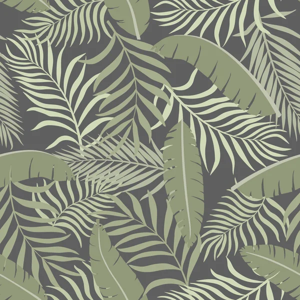 Fundo Tropical Com Folhas Palmeira Padrão Floral Sem Costura Ilustração — Vetor de Stock