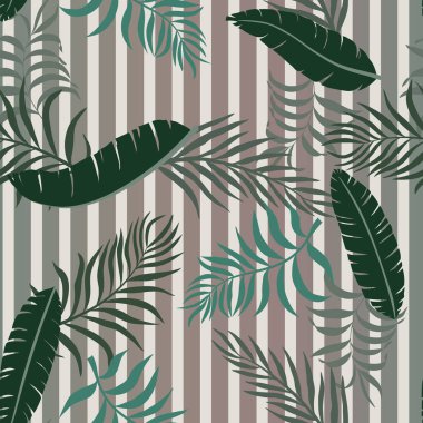 Palm ile tropikal arka plan bırakır. Sorunsuz çiçek desenli. Yaz vektör çizim
