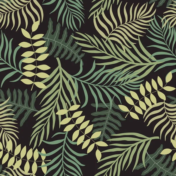 Tropická pozadí s palmovými listy a květy. — Stockový vektor