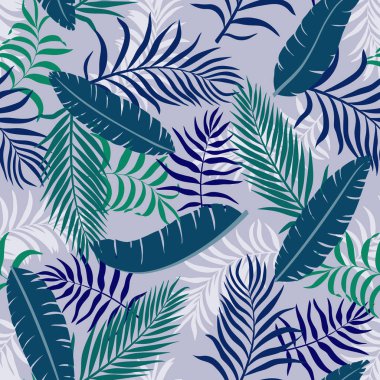 Palm ile tropikal arka plan bırakır. Sorunsuz çiçek desenli. Yaz vektör çizim