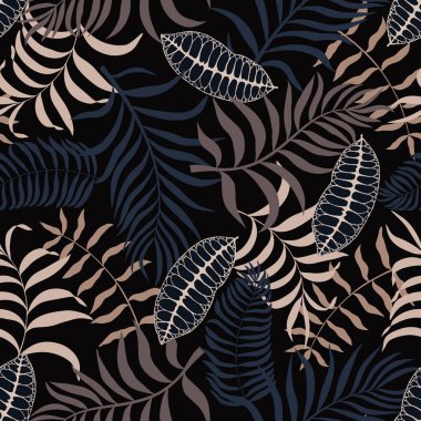 Palm ile tropikal arka plan bırakır. Sorunsuz çiçek desenli. Yaz vektör çizim