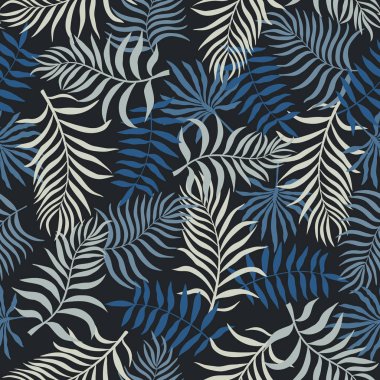 Palm ile tropikal arka plan bırakır. Sorunsuz çiçek desenli. Yaz vektör çizim