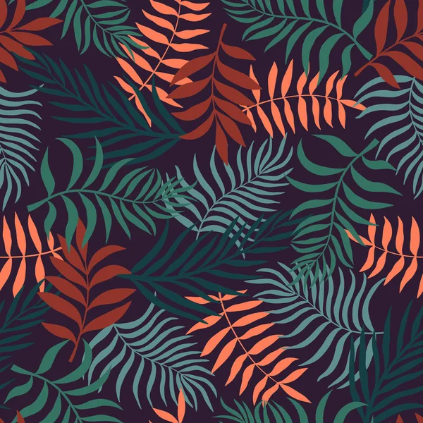 Fond Tropical Avec Des Feuilles Palmier Motif Floral Sans Couture — Image vectorielle