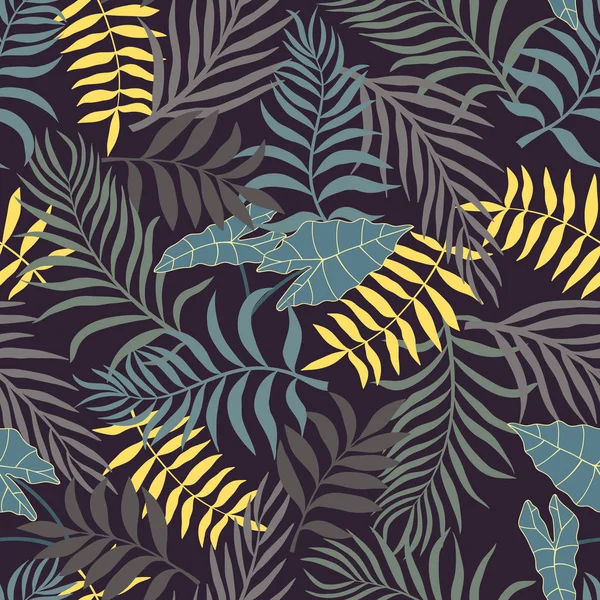 Palm ile tropikal arka plan bırakır. Sorunsuz çiçek desenli. Yaz vektör çizim