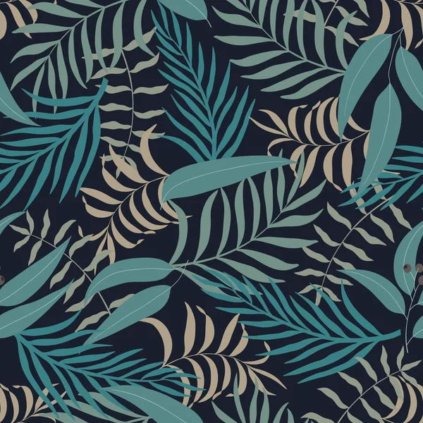 Palm ile tropikal arka plan bırakır. Sorunsuz çiçek desenli. Yaz vektör çizim