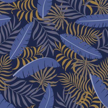 Palm ile tropikal arka plan bırakır. Sorunsuz çiçek desenli. Yaz vektör çizim