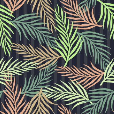 Palm ile tropikal arka plan bırakır. Sorunsuz çiçek desenli. Yaz vektör çizim