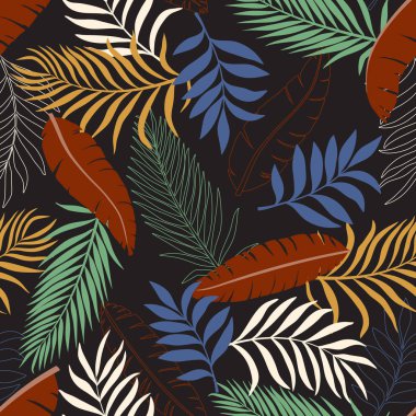 Palm ile tropikal arka plan bırakır. Sorunsuz çiçek desenli. 