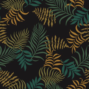 Palm ile tropikal arka plan bırakır. Sorunsuz çiçek desenli. Yaz vektör çizim