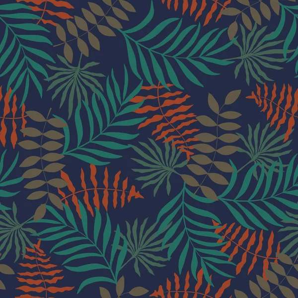 Тропічний Фон Пальмовим Листям Безшовний Квітковий Візерунок Літо Векторні Ілюстрації — стоковий вектор