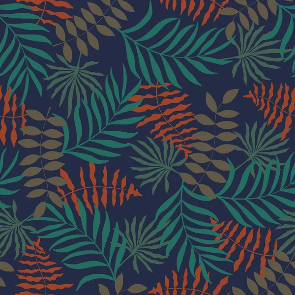 Fond Tropical Avec Des Feuilles Palmier Motif Floral Sans Couture — Image vectorielle