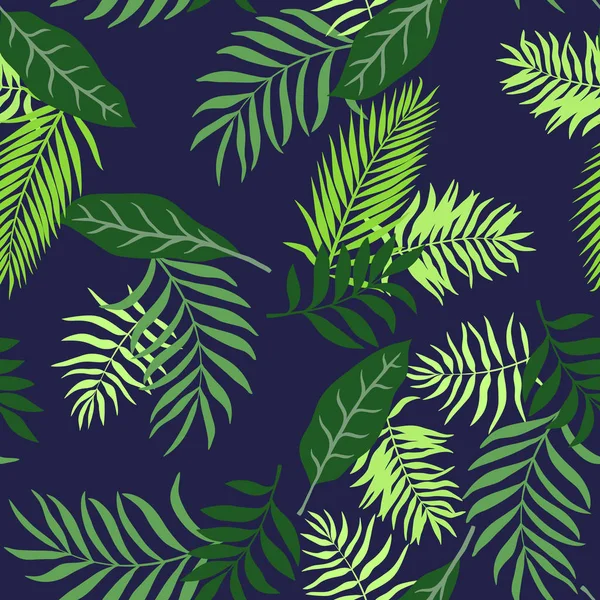 Τροπικό Φόντο Palm Φύλλα Απρόσκοπτη Λουλουδάτο Μοτίβο Εικονογράφηση Διάνυσμα Καλοκαίρι — Διανυσματικό Αρχείο