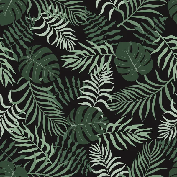 야자수와 나뭇잎 패턴입니다 일러스트 — 스톡 벡터