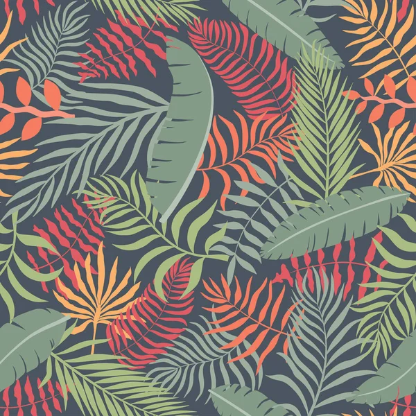 Fond Tropical Avec Des Feuilles Palmier Motif Floral Sans Couture — Image vectorielle