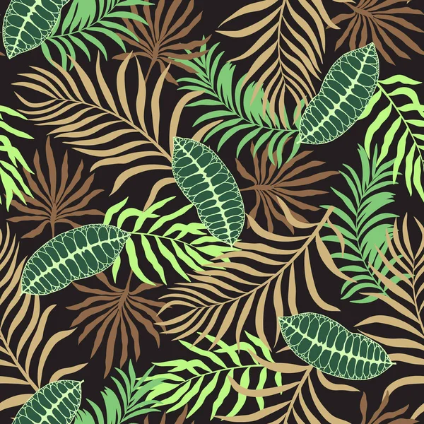 Trópusi Háttér Pálmalevéllel Zökkenőmentes Virágminta Nyári Vektor Illusztráció Lapos Dzsungel — Stock Vector