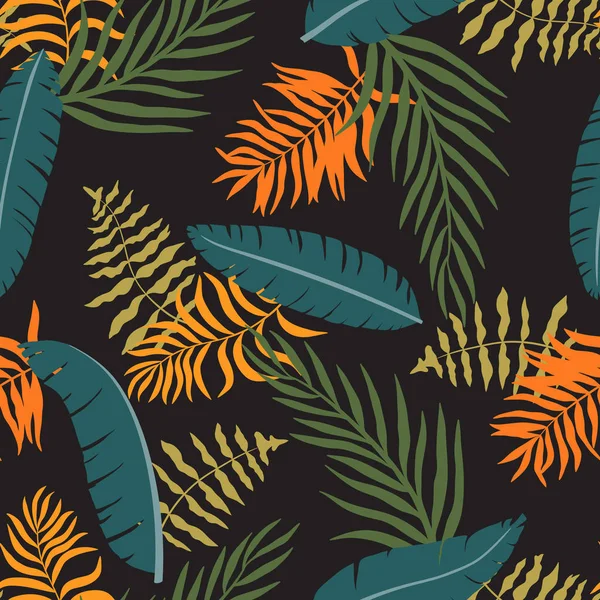 Tropische Achtergrond Met Palmbladeren Naadloos Bloemenpatroon Zomer Vector Illustratie Platte — Stockvector