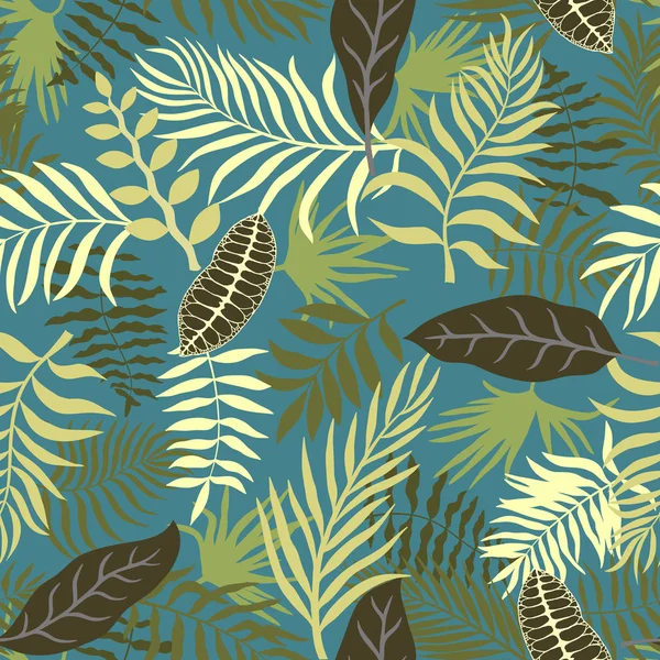 Fond Tropical Avec Des Feuilles Palmier Motif Floral Sans Couture — Image vectorielle