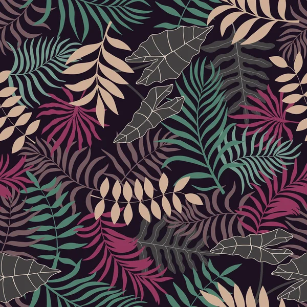 Tropical Background Palm Leaves Seamless Floral Pattern Summer Vector Illustration — Stock Vector