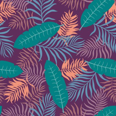Palm ile tropikal arka plan bırakır. Sorunsuz çiçek desenli. 